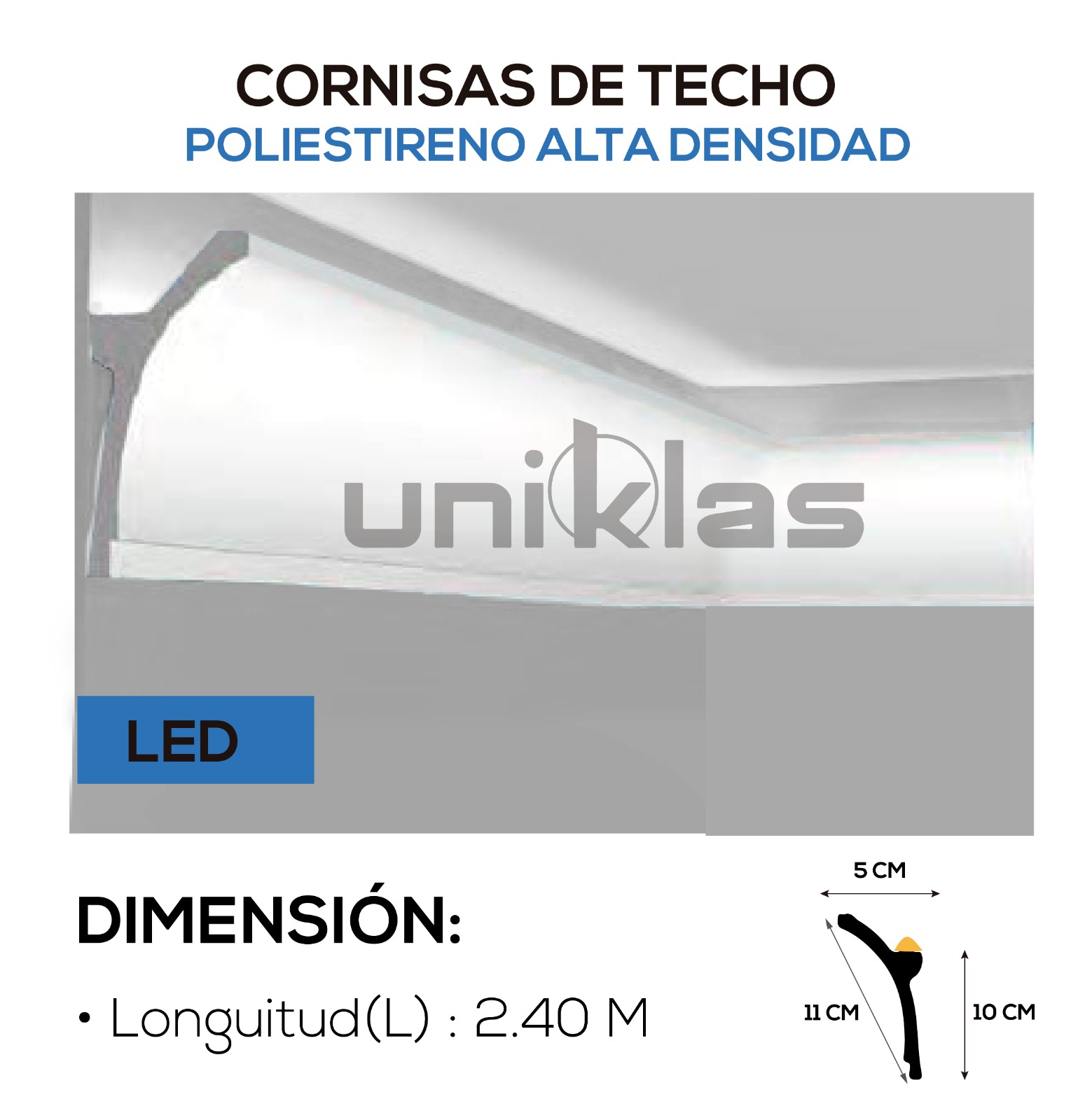 CORNISA DE TECHO LED ALTA DENSIDAD